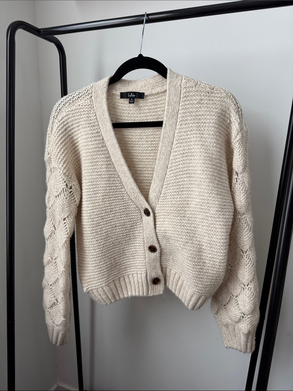Lulu's Cream Chunky Knit Button-Up Cardigan